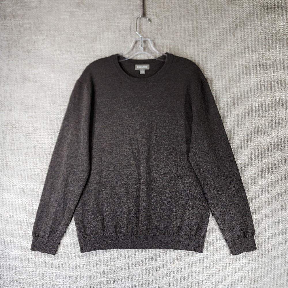 Ash & Erie 100% Merino Wool Crewneck Sweater Mens Large Brown Pullover